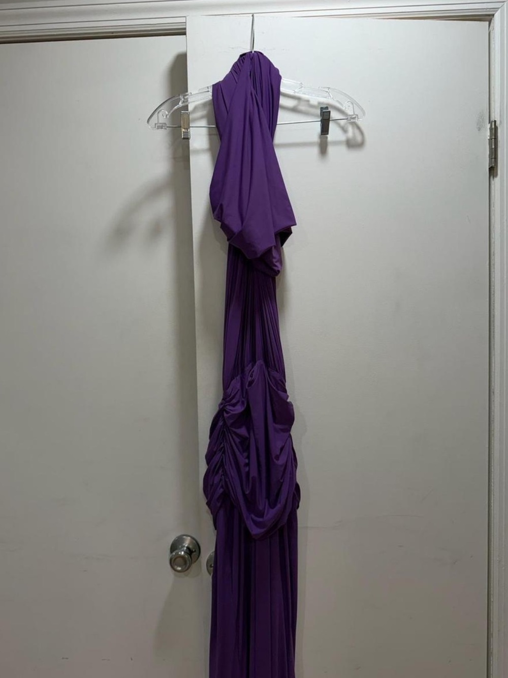 Bronx and Banco Purple Hooded Twist Maxi Gown - Picture 4 of 6